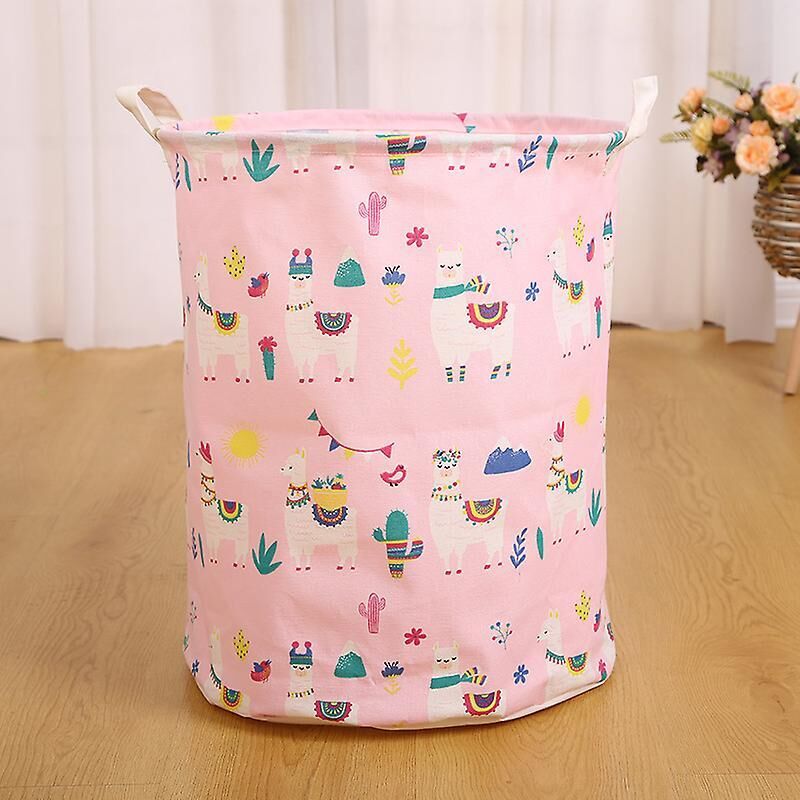 Faltbarer Wäschekorb Und Spielzeugaufbewahrungsbehälter Aus Segeltuch Fürs Kinderzimmer (rosa Alpaka-muster)