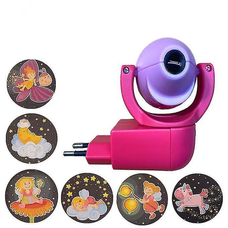 Led-nachtlichtprojektor Mit Tieren, Rosa Stern, Mond Und Tieren Für Das Kinderzimmer (eu-stecker)
