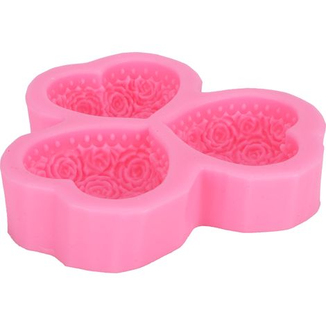Diy-silikonform Mit 3 Rosa Herzen Für Schokolade, Seife Und Gips