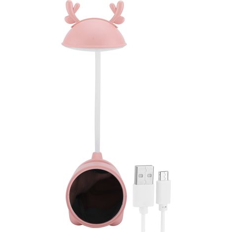 Niedliche Led-schreibtischlampe In Hirschform, Augenschutz, Handy- Und Buchablage, Ideal Für Studentenzimmer, Faltbar, Rosa
