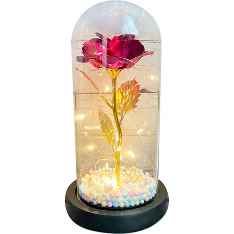 Led-blumenlampe Unter Ewigem Glas, Romantisches Und Elegantes Ambiente – Ideales Geschenk Für Eine Frau, Geliebte Oder Ehefrau, Leuchtend Rote Rose