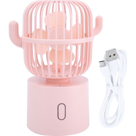 Wiederaufladbarer Usb-tischventilator, 3 Geschwindigkeitsstufen, Tragbar Für Reisen Und Büro, Pink