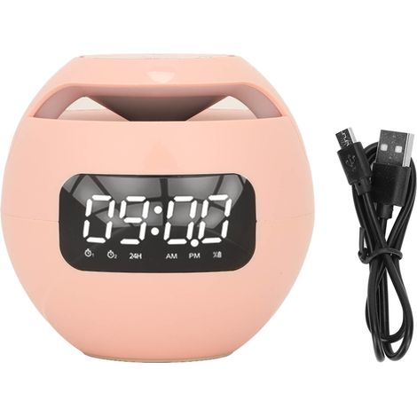 Mini-bluetooth-wecker Mit Ukw-radio, Farbigem Lautsprecher Und Sprachausgabe – Pink