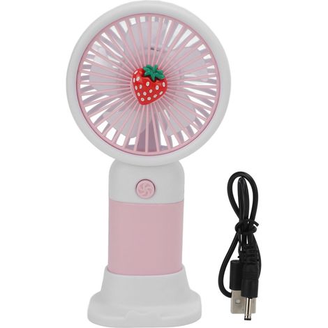 Tragbarer, Per Usb Aufladbarer, Erdbeerförmiger Ventilator Mit Kabel Für Reisen