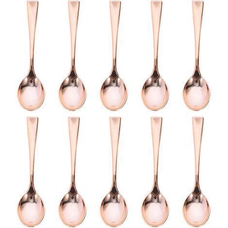 Set Mit 24 Mini-einweglöffeln Aus Kunststoff Für Kuchen, Desserts Und Eiscreme, Roségoldfarben, Ideal Für Zuhause, Gewerbe Und Partys. – 9,80 X 2,00 X 0,30 Cm