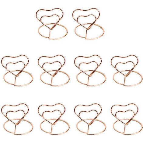 Set Mit 10 Herzförmigen Tischkartenhaltern, Hübsche Tischnummernhalter Aus Draht Mit Sockel, Für Restaurants, Hochzeiten Und Bankette (roségold)