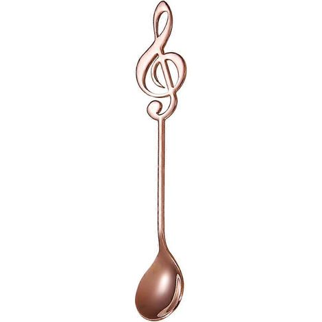 Teelöffel Aus Titanbeschichtetem Edelstahl Mit Notenmotiv, Rührlöffel, Dessertlöffel, Besteck (roségold) – 1 Stück – Gold