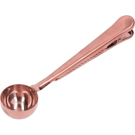 2-in-1 Edelstahl-kaffeelöffel-verschlussclip Mit Tiefem Dichtungsdesign, Auslaufsicher, Praktisches Werkzeug Zum Kaffeetrinken, Roségold