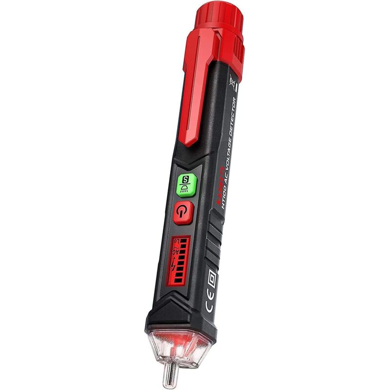 Berührungsloser Spannungsprüfer Mit Doppelter Empfindlichkeit, Lcd-bildschirm, Phasen-/neutralleiterprüfung, Taschenlampe Und Akustischem Alarm.