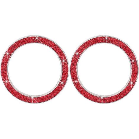 Set Mit 2 Auto-start/stopp-knopf-aufklebern, Verziert Mit Strasssteinen Und Kristallen (rot) – 4 X 4 X 3 Cm – Rot