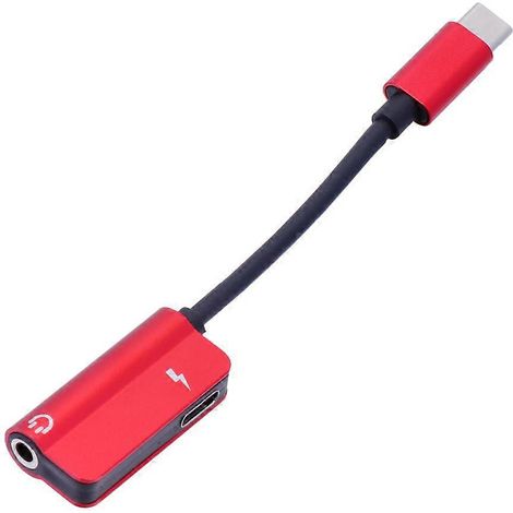 2-in-1 Usb-c-auf-3,5-mm-kopfhöreranschluss-adapter: Ladegerät, Usb-c-audiokabel Und Kopfhöreradapter Mit 3,5-mm-klinkenstecker Für Smartphones (rot) – 12,5 X 1,6 X 0,8 Cm – Rot