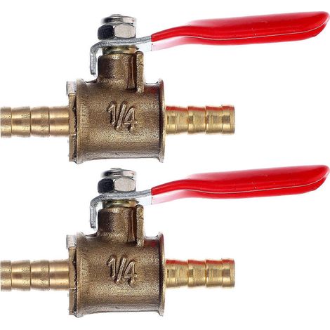 Set Mit 2 Pneumatischen Kugelabsperrventilen Für Luftkompressoren (wasser, Gas, Kraftstoff). – 5,5 X 4,7 Cm – Rot