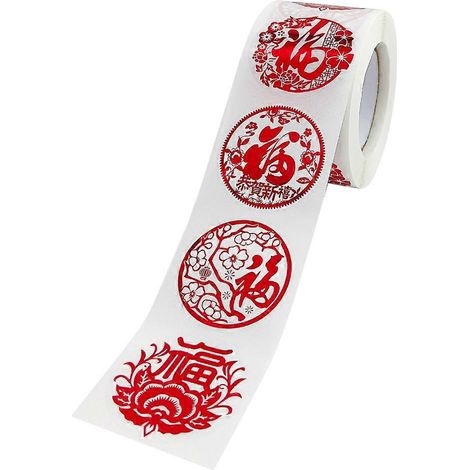 1 Rolle Klebeband Für Das Frühlingsfest, Aufkleber Für Das Chinesische Neujahr, Klebeband Zum Verschließen Von Geschenken, Festliche Aufkleber – 3,8 X 3,8 X 0,1 Cm – Rot