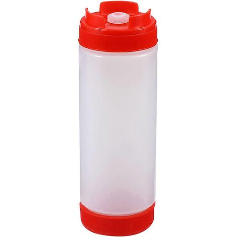 Kunststoff-saucenflaschen, Flexible Doppeldüsenflaschen, Ketchup-spender – 6,5 X 6,5 X 20,5 Cm – Rot