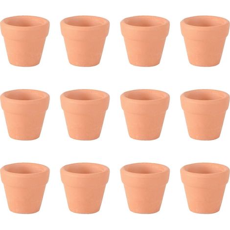 Set Mit 12 Mini-terrakottatöpfen (3 X 3 Cm) Aus Keramik, Ideal Für Kakteen, Sukkulenten Und Andere Kleine Pflanzen. Perfekt Für Bastelarbeiten Und Als Hochzeitsgeschenk.