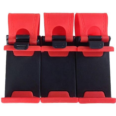 Set Mit 3 Multifunktionalen, Verstellbaren Freisprech-handyhalterungen Zur Lenkradmontage (rot) - Rot