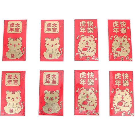 60 Rote Briefumschläge Zum Frühlingsfest „jahr Des Tigers“ – 16,7 X 9 Cm – Rot