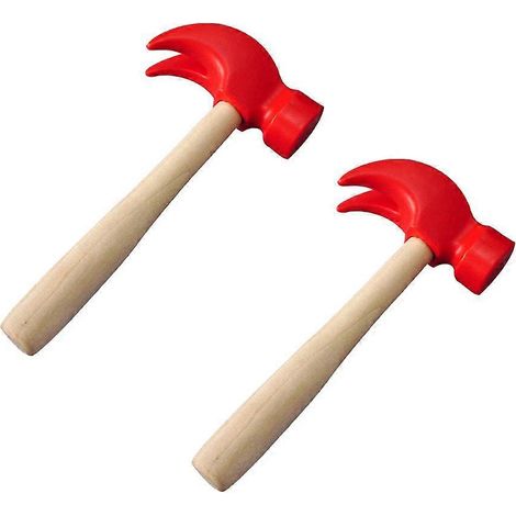 Set Mit 2 Holzhämmern Für Kinder, Spielzeug Zur Simulation Von Reparaturen. – 16,5 X 6 Cm – Rot