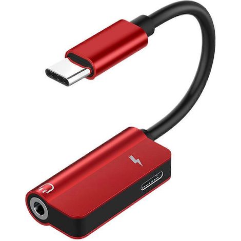 2-in-1 Usb-c-auf-3,5-mm-klinkenadapter Für Professionelle Kopfhörer – 12,30 X 2,00 X 0,70 Cm – Rot