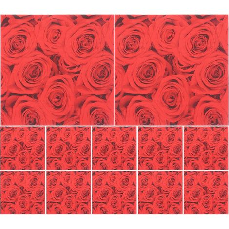 20 Blatt Einweg-papierservietten Mit Rotem Rosenmuster (33 X 33 Cm) Für Den Valentinstag – 3333cm – Rot