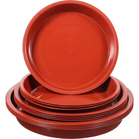 Set Mit 12 Untersetzern Für Blumentöpfe, Runde Pflanzschalen – 14,00 X 14,00 X 2,00 Cm – Rot