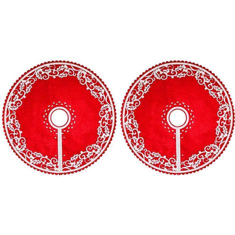 Set Mit 2 Kreativen 30 Cm Weihnachtsbaumdecken, Baumfußdekoration, Dekorativer Schürze (rot) - 30 X 30 Cm - Rot