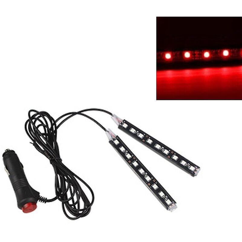 Ambientebeleuchtung Für Den Zigarettenanzünder Im Auto, 9 Mehrfarbige Klebe-leds, Für Armaturenbrett Oder Fußraum (rot).