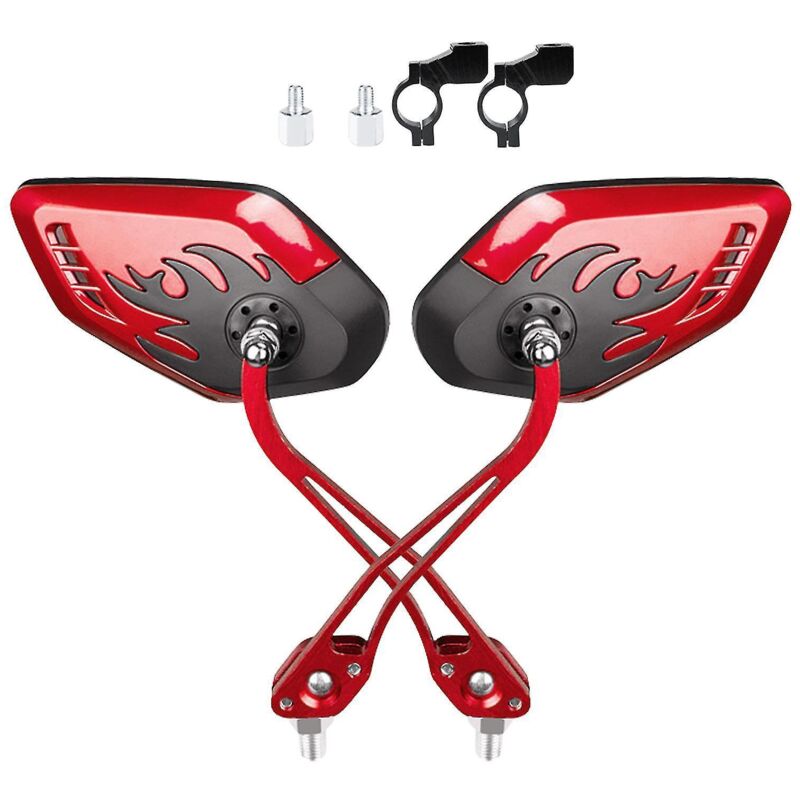Verstellbare Und Schwenkbare Fahrradspiegel Aus Klarglas Für Den Lenker. Farbe: Rot.