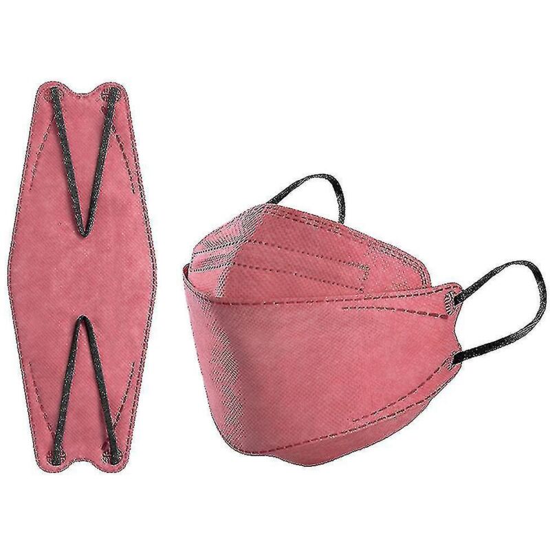 Packung Mit 50 Kn95-masken, Fischförmige Masken Für Erwachsene, Morandi Ffp2-masken, 4-lagige Kf94-schutzmasken, Weinrot