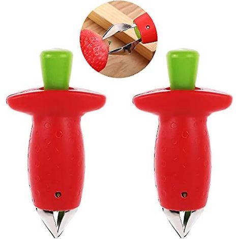 Set Mit 2 Magischen Erdbeerentkernern, Erdbeerentkerner, Edelstahl, Zum Entfernen Von Stielen Und Blättern, Ideal Zum Backen Und Kochen.