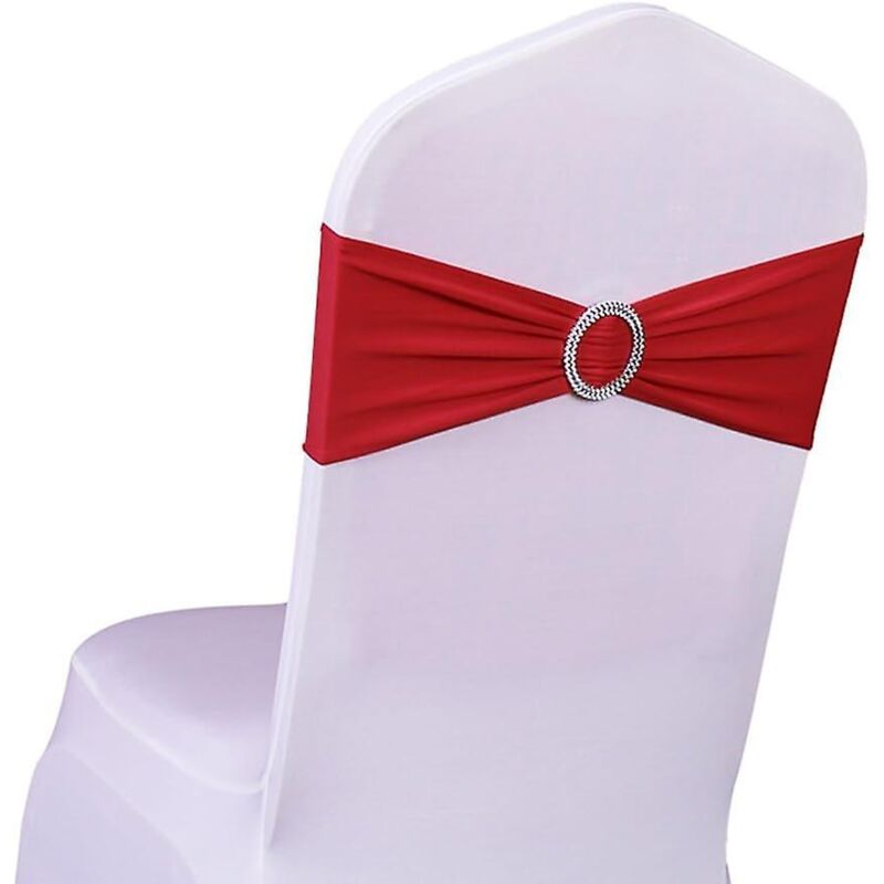 Rote, Elastische Stuhlschleifen Mit Schnalle Für Hochzeiten, Aus Lycra, Stuhlschleifen – 30 Stück