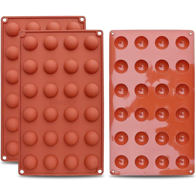 Silikonform Mit 24 Halbkugelförmigen Mulden Zur Herstellung Von Pralinen, Kuchen, Gelees Und Kuppelförmigen Mousses – 3er-set