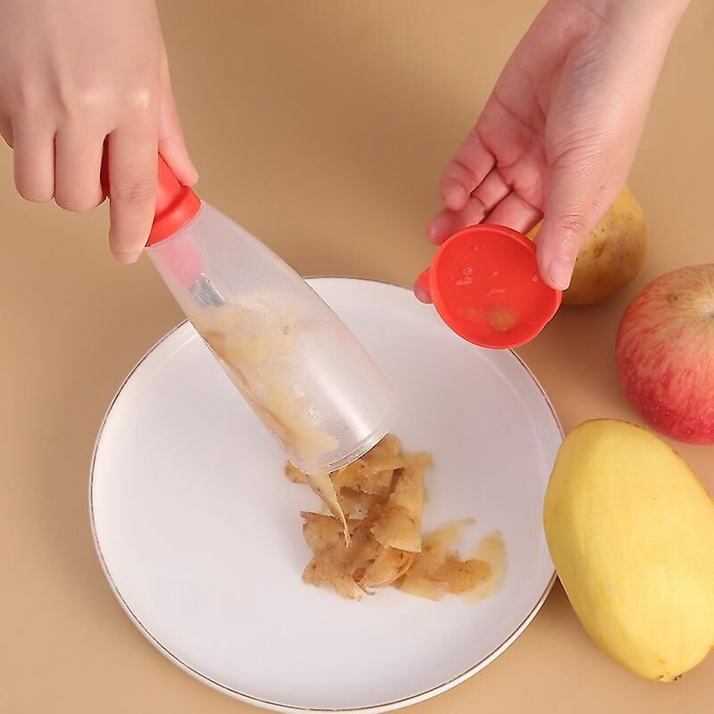 Set Mit 2 Roten Gemüseschälern Inklusive Aufbewahrungsbehälter, Multifunktionale Edelstahlklingen Für Kartoffeln, Äpfel, Karotten Und Mehr