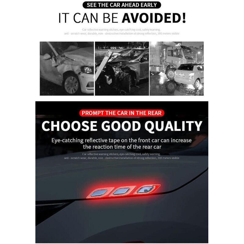 Individuell Anpassbare Reflektierende Sicherheitsaufkleber – 6er-pack Für Alle Automodelle