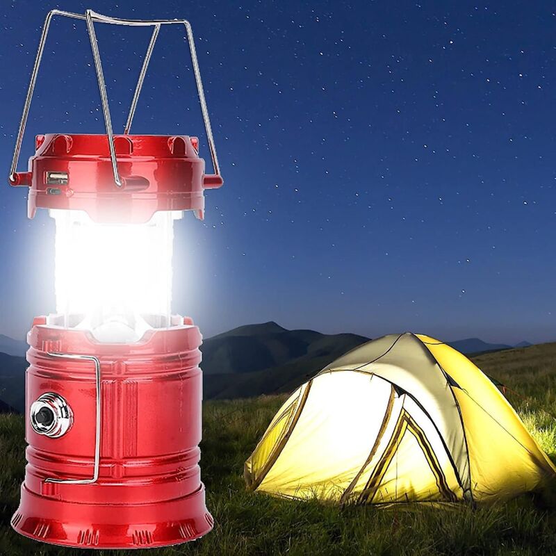 Tragbare, Solarbetriebene Led-campinglaterne Mit Akku, Ideal Als Taschenlampe Für Camping, Wandern Und Unterkünfte.