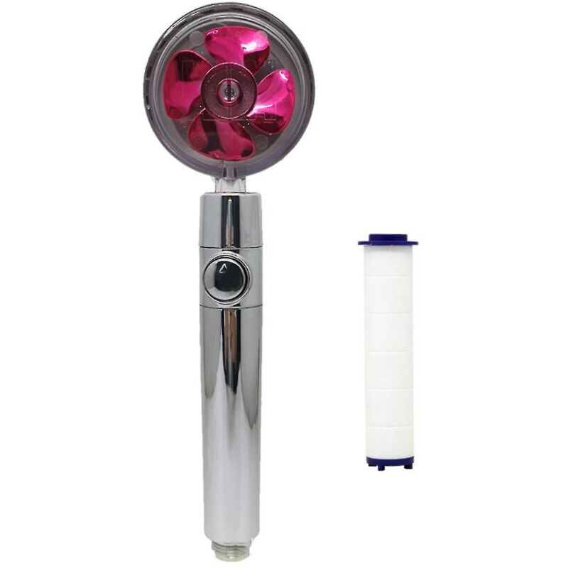 Roter Handbrausekopf Mit Propeller Für Hohen Wasserdruck Und Wasserersparnis – 360°-drehung Und Turbofunktion Mit Pausentaste