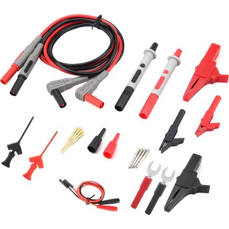 Messleitungssatz Für Das Digitalmultimeter P1300d Mit Krokodilklemmen Und Austauschbaren Messspitzen