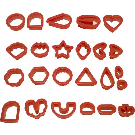 24-teiliges Set Ausstechformen Aus Polymerclay Für Diy-ohrringe, Verstärkter Rand, Lebensmittelecht Für Kuchen Und Kerzen, Rot