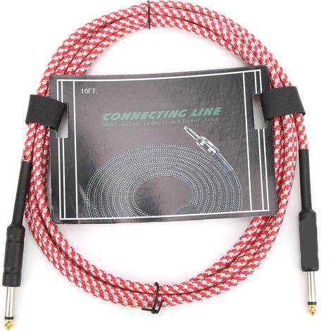 Geschirmtes, Geflochtenes Gitarrenkabel Mit Vernickeltem Stecker Für Elektronische Musikinstrumente (rot)