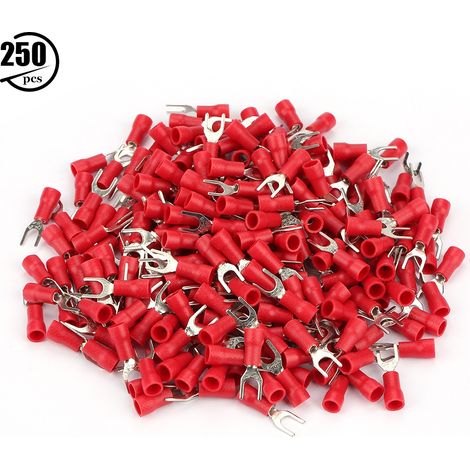 250 Stück Isolierte Crimp-gabelklemmen – Rot – Steckverbinder-set