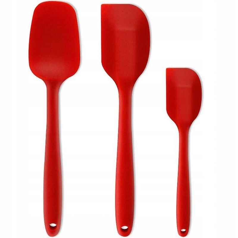 Set Roter Silikonspatel Für Backofen Und Grill
