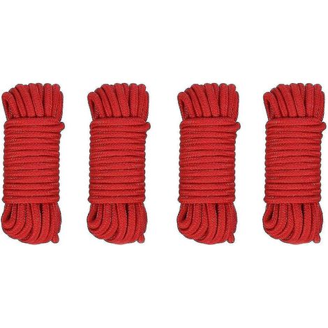 Set Mit 2 Roten Baumwollseilen, 8 Mm, Flexibel, Ideal Zum Campen, 10 M / 33 Fuß