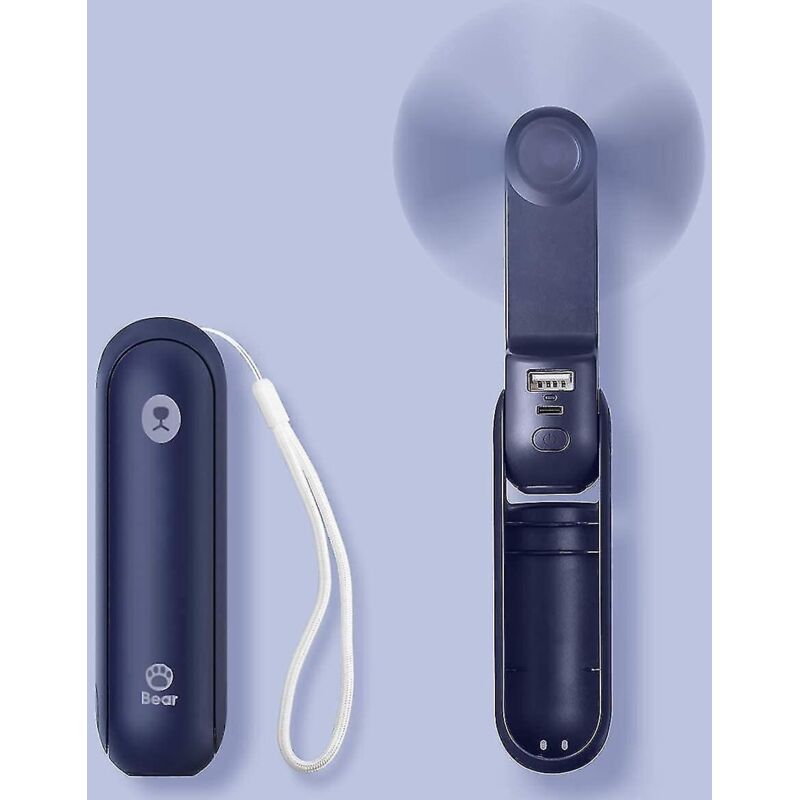 Tragbarer Taschenventilator, Mini-handventilator, Batteriebetrieben (14 Bis 21 Stunden Akkulaufzeit), Usb-aufladbar Und Faltbar, Geräuschlos, Mit Eingebautem Externen Akku.