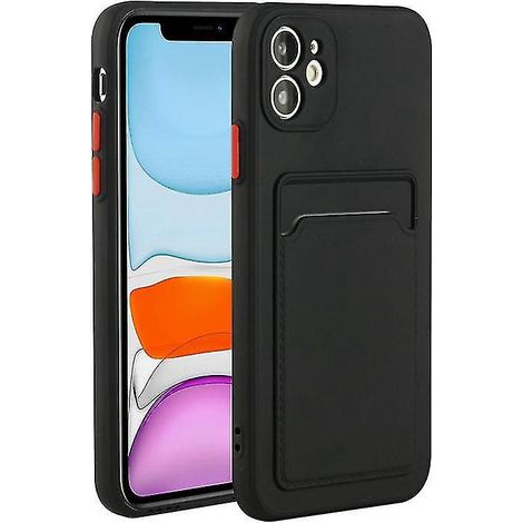 Schwarze, Stoßfeste Tpu-schutzhülle Mit Kartenfach Für Iphone 12