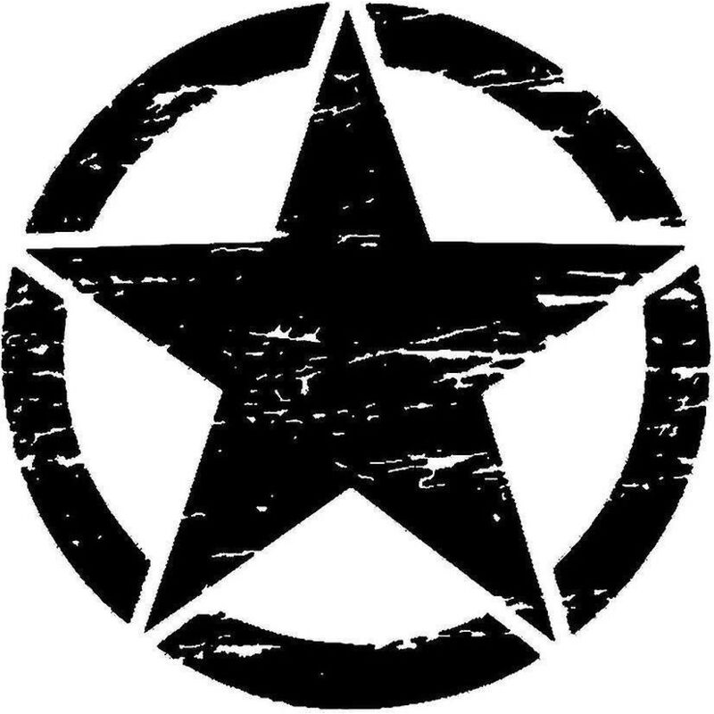 Riesiger 50 Cm Großer Autoaufkleber Im Vintage-militärstern-design, Passend Für Die Meisten Fahrzeuge (z. B. Jeep, Jeep). Großer Schwarzer Vinylaufkleber Für Motorhaube Und Karosserie.