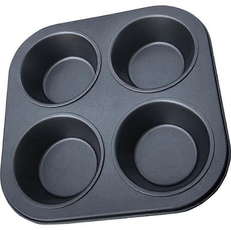 4-fächer-muffinform, Antihaftbeschichtetes Backblech, Cupcake-form Für Den Hausgebrauch (schwarz) – 19,00 X 19,00 X 3,00 Cm – Schwarz