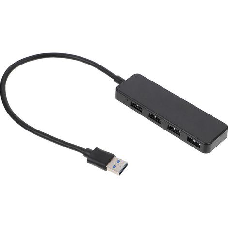 Tragbarer 4-port-usb-3.0-hub, Multifunktionale Dockingstation Für Die Datenverarbeitung – 38,5 X 3,2 X 1,2 Cm – Schwarz