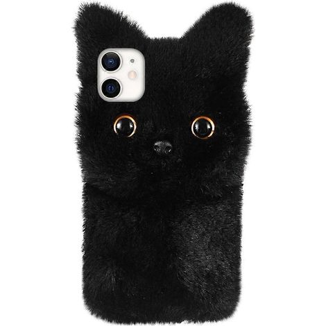 Plüschige Handyhülle Mit Niedlichem Katzenmotiv, Stylisch Und Schützend, Kompatibel Mit Iphone 11 – 15,30 X 7,80 X 1,00 Cm – Schwarz
