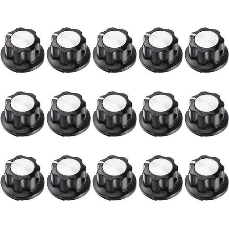 Set Mit 15 Drehpotentiometerknöpfen Mit Gerändelten Bakelitkappen Und -achsen, Passend Für 6-mm-bohrungen (mf-a01, Wh118, Wx050). – 1,8 X 1,5 Cm – Schwarz