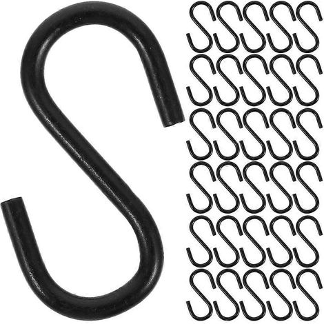 50 S-förmige Haken, Küchenhaken Aus Eisen, Türhaken, Taschenhaken, S-förmige Kleiderbügel, Kleine S-förmige Metallhaken – Schwarz
